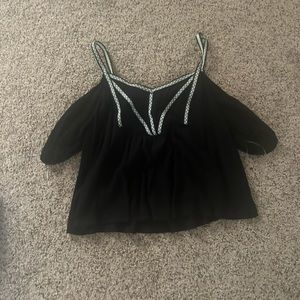 full tilt black flowy short sleeve top